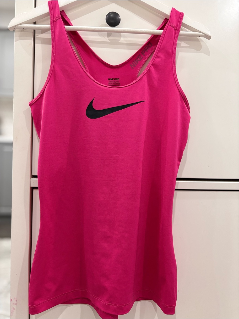 Nike PRO Women's Hot Pink Athletic Tank with Black Swoosh